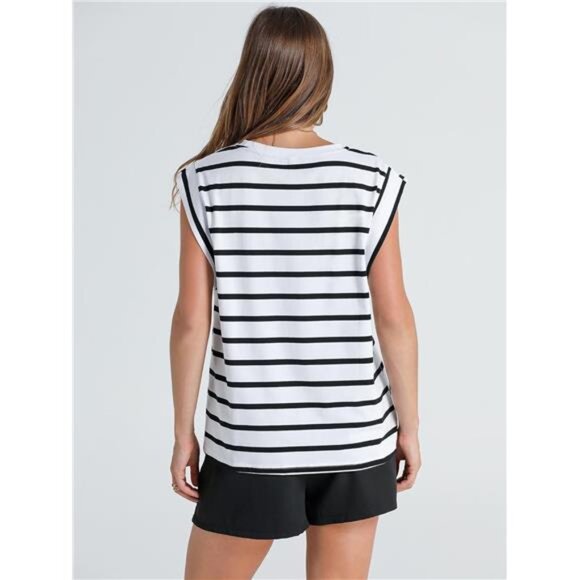 Cap Sleeve Tops for Women Summer Top Basic Tee Shirts Casual Tank Loose Fit - Picture 6 of 7